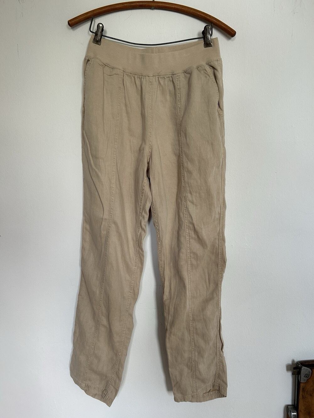 Faherty Arlie Day Taper Pants Women’s Size Small Beige Tan Tencel Linen Pull On
